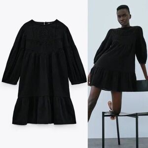 NWT Zara Black 100% Cotton Beach Summer Short Women's Dress XS